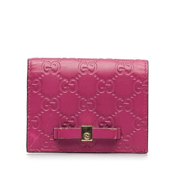 Gucci Leather Bow Bifold Wallet Card Case - Picture 1 of 6